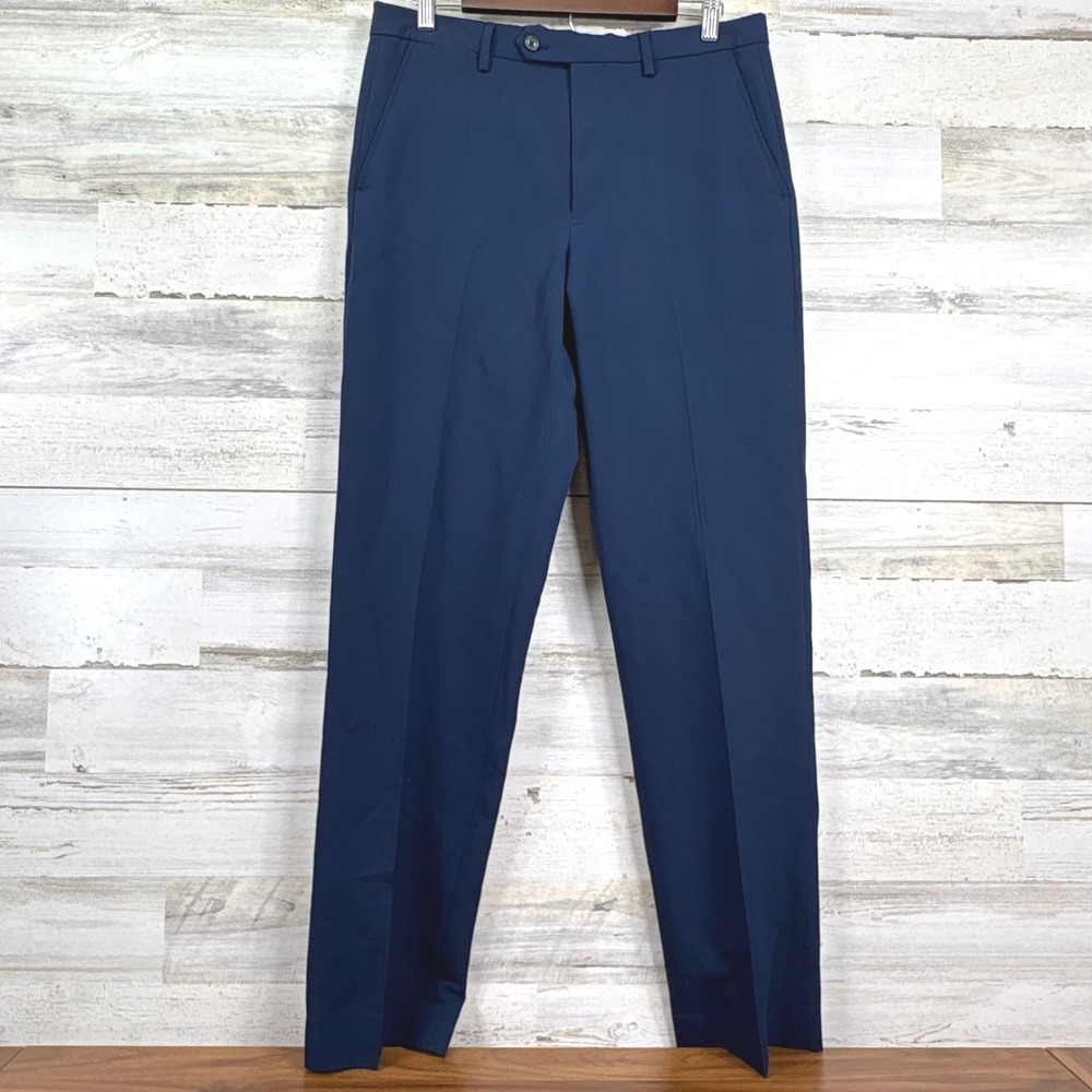 Nautica Men Navy Blue Flat Front Dress Pants Casual Business Size 32x31